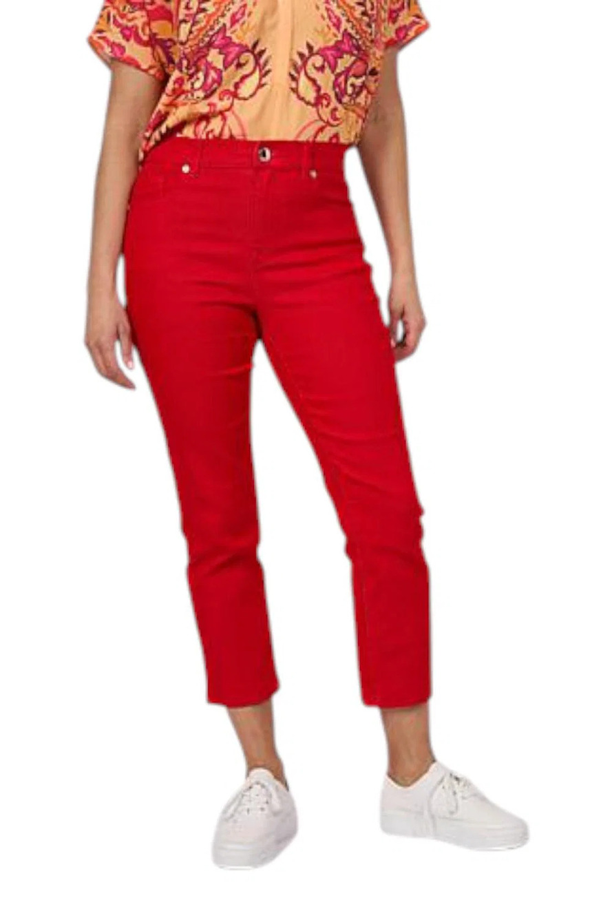 DG2 by Diane Gilman Women's Stretch Straight-Leg Crop Jean Red - Regular